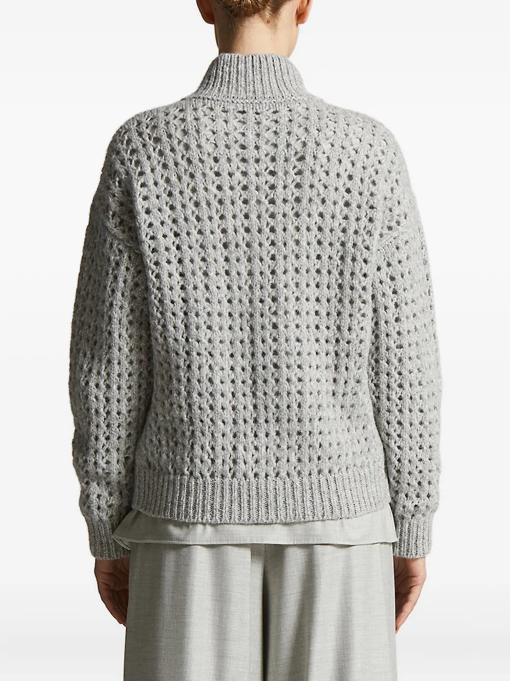Peserico high-neck open-knit cardigan Grijs