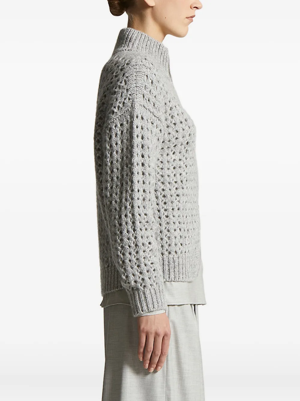 Peserico high-neck open-knit cardigan Grijs