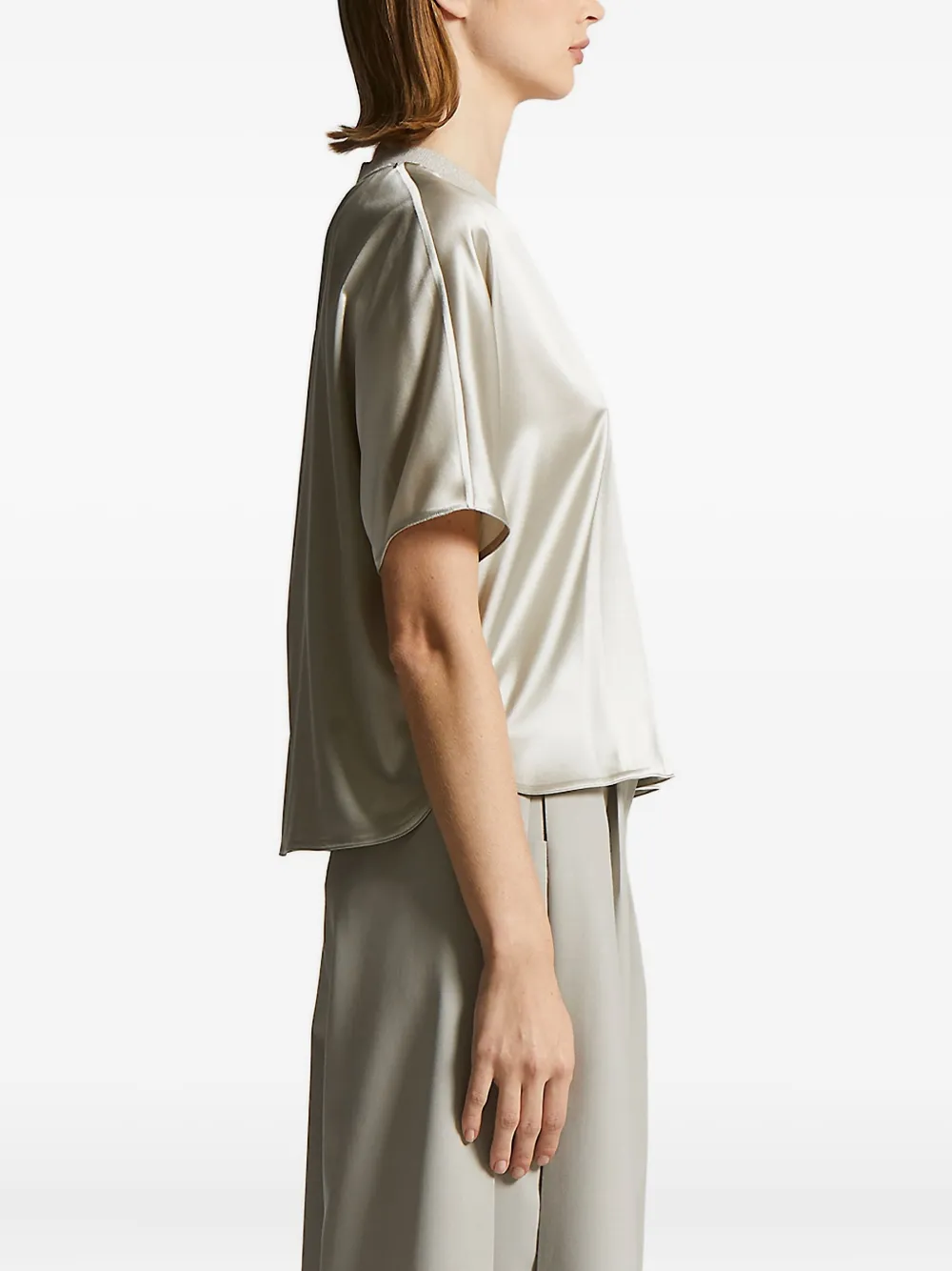 Peserico satin-trimmed boxy top Groen