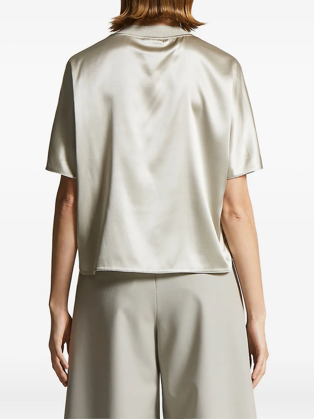 Peserico satin-trimmed boxy top Groen
