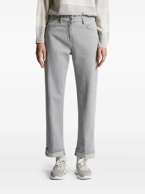 Peserico cuffed logo-patch jeans 
