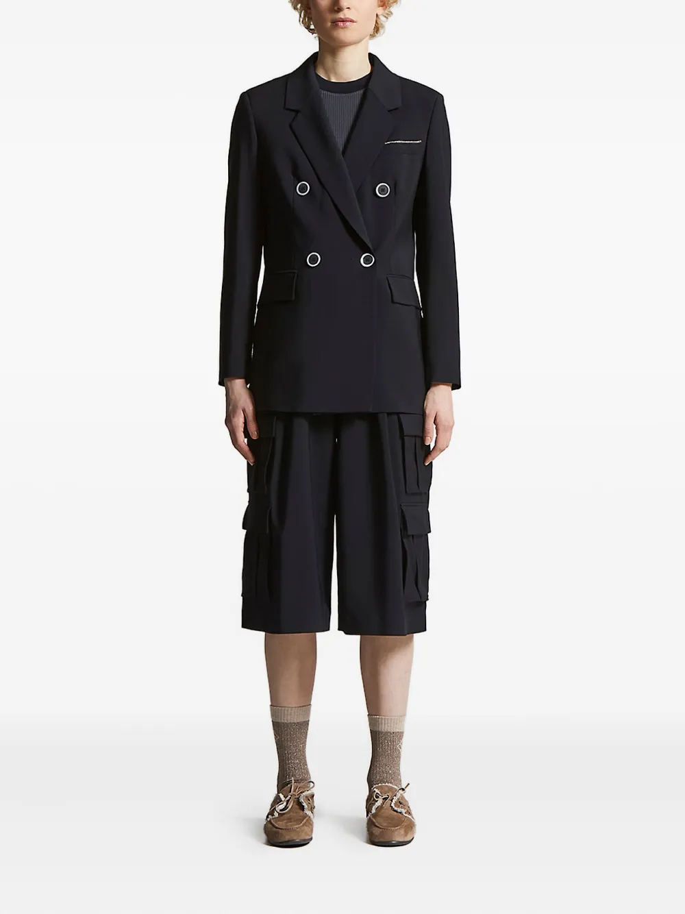 Peserico pleated cargo knee-lenght shorts Blauw