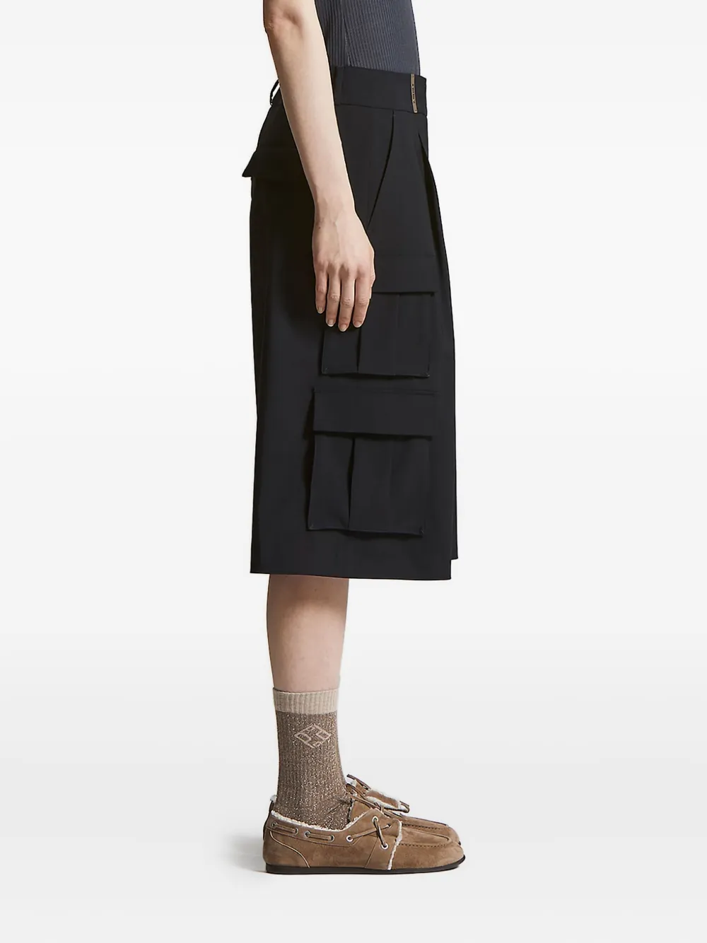 Peserico pleated cargo knee-lenght shorts Blauw