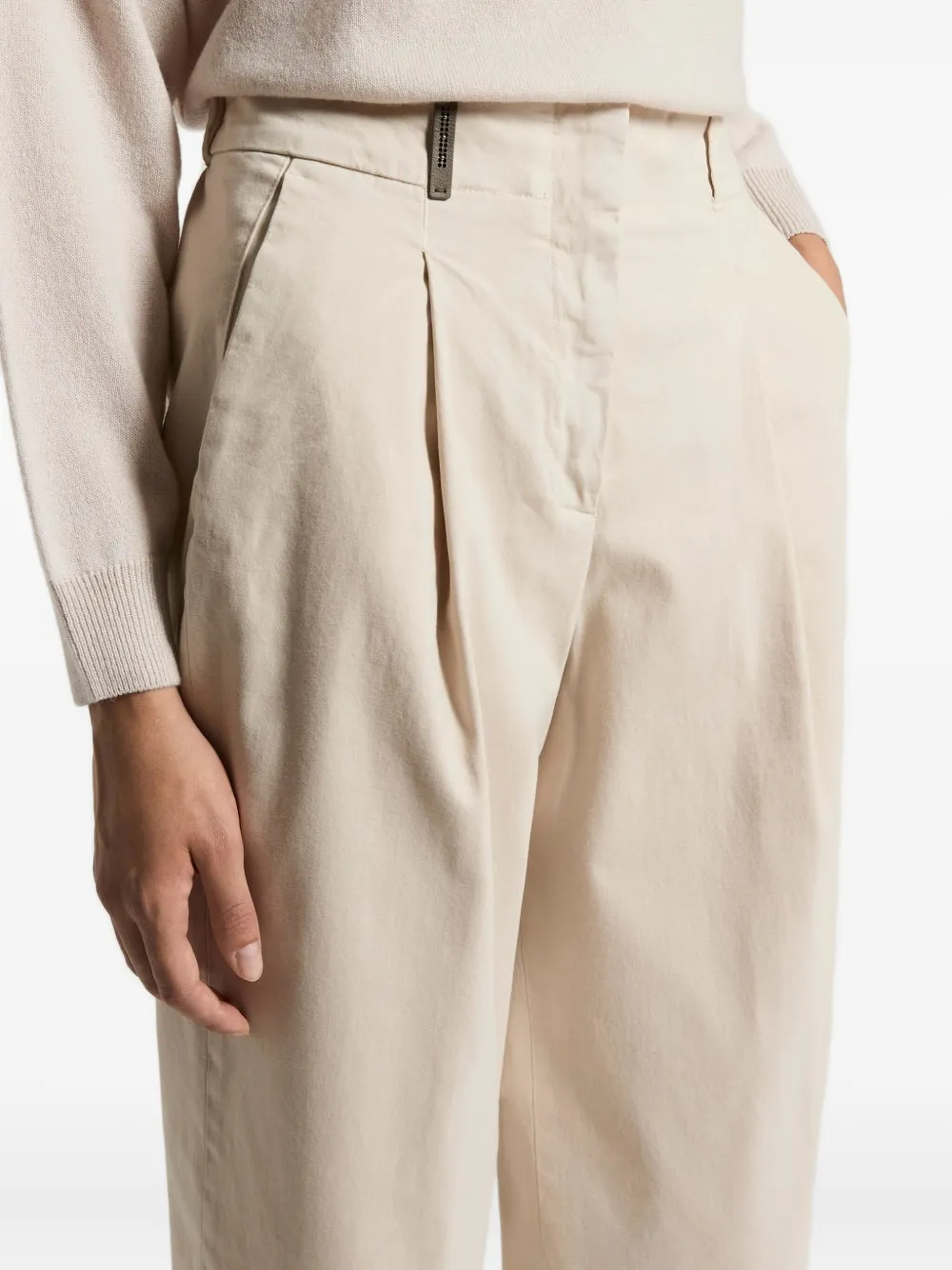 Peserico Cropped plooibroek Beige