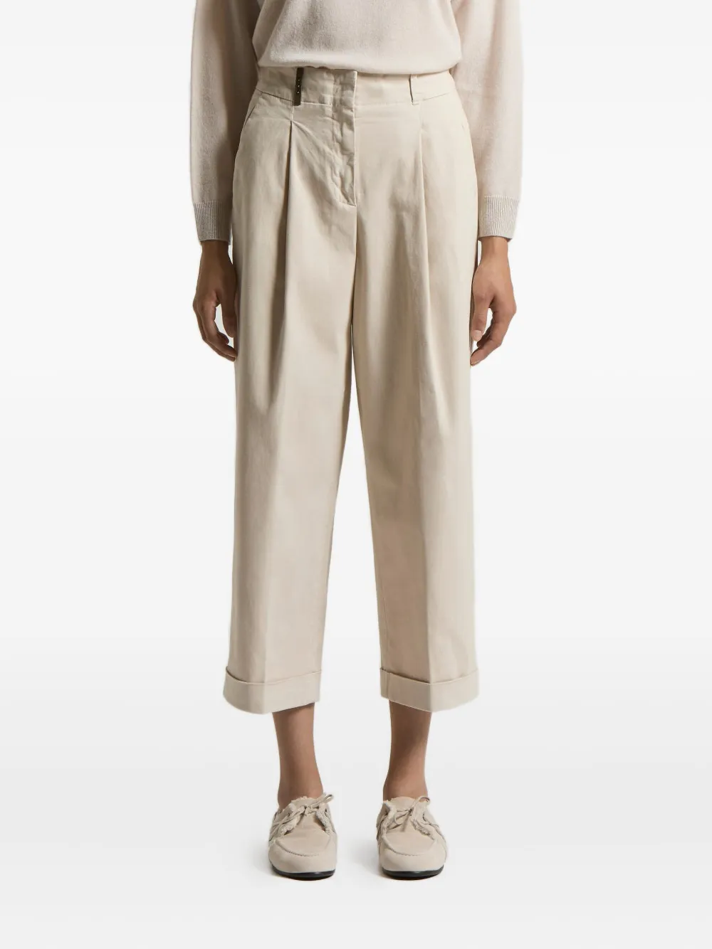 Peserico pleated cropped trousers | Neutrals | Image 1