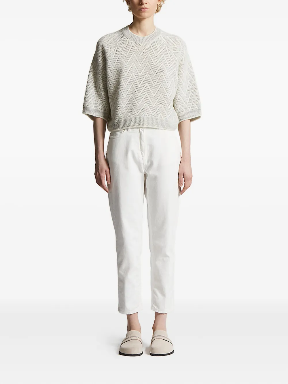 Peserico chevron-pattern sweater Wit