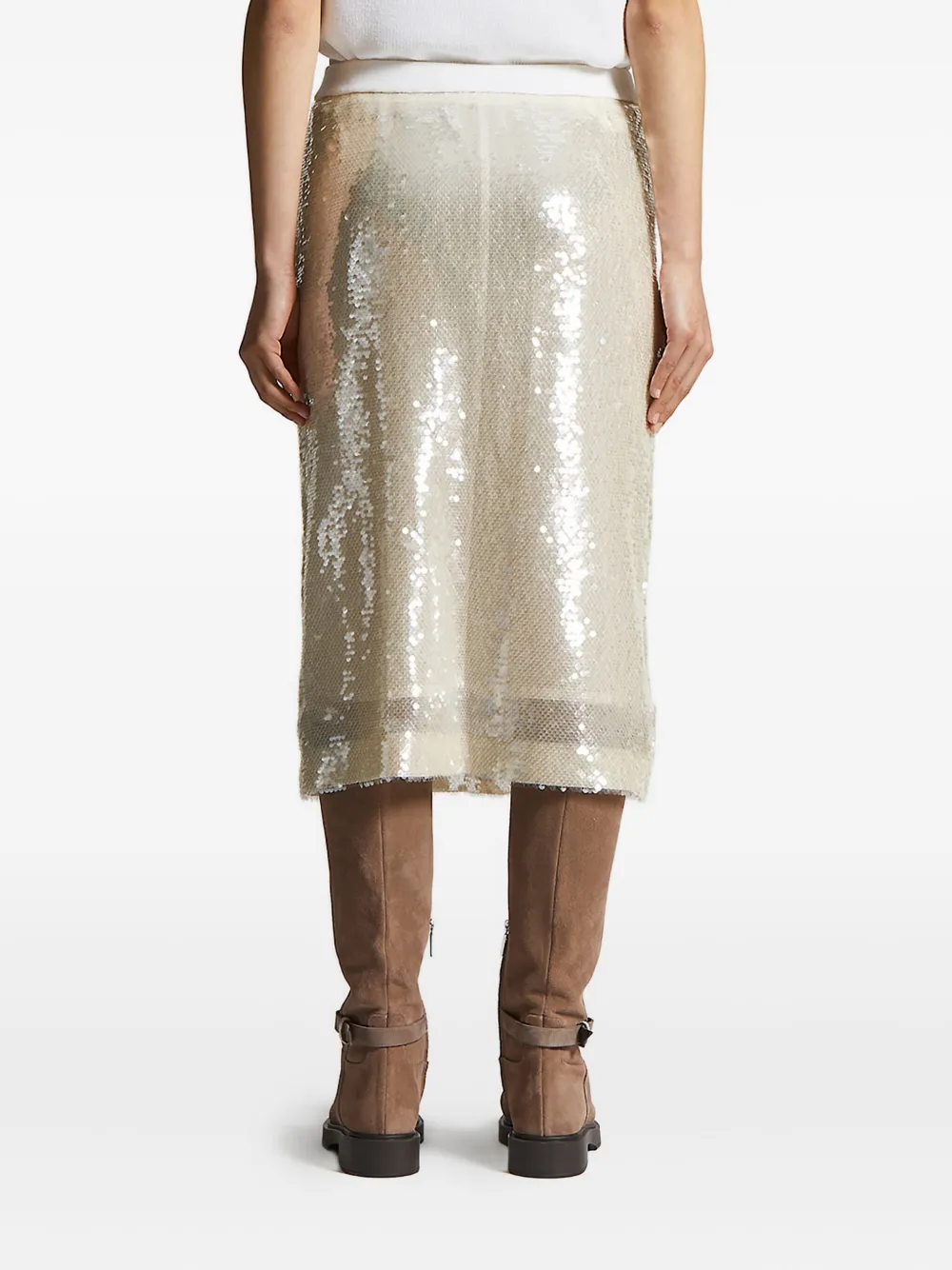 Peserico sequin-embellished skirt Beige