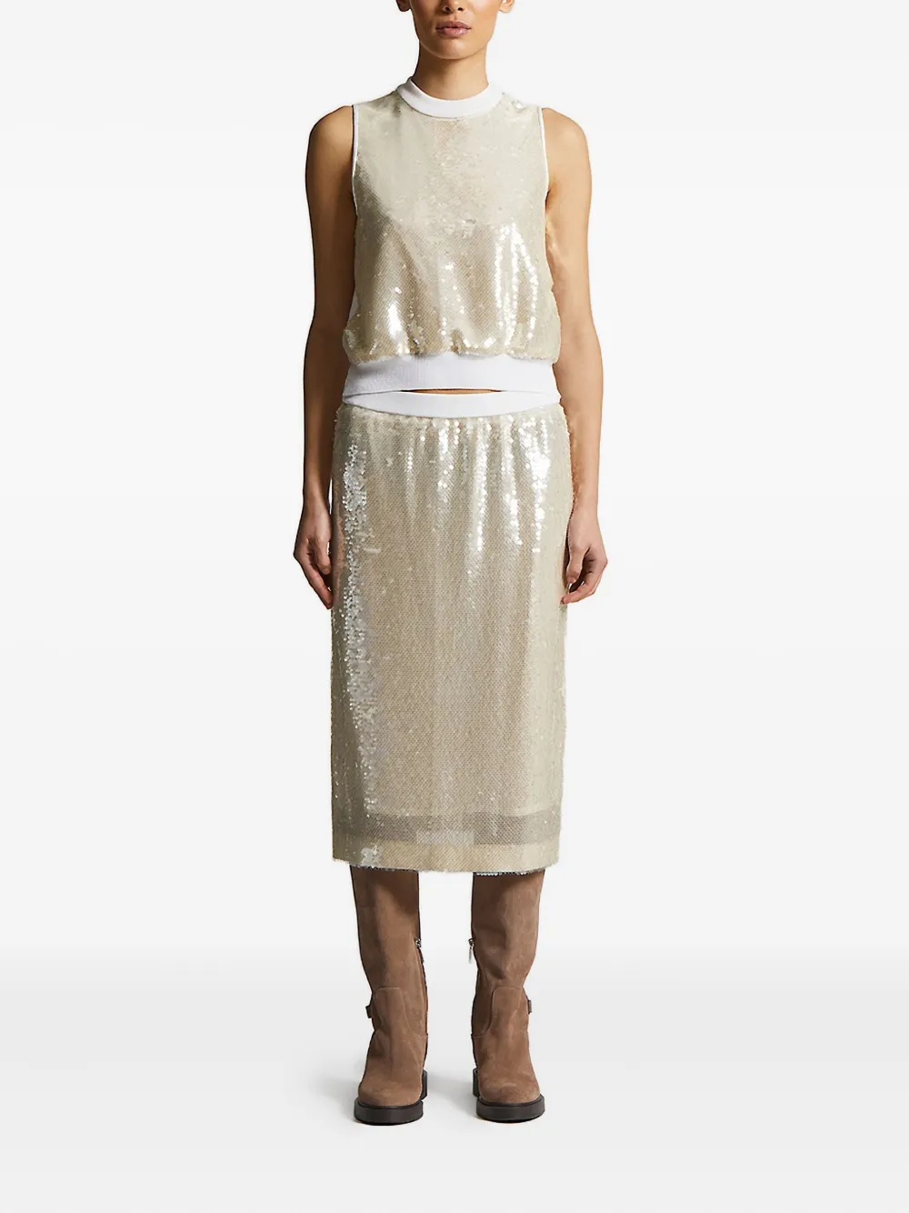 Peserico sequin-embellished skirt - Beige