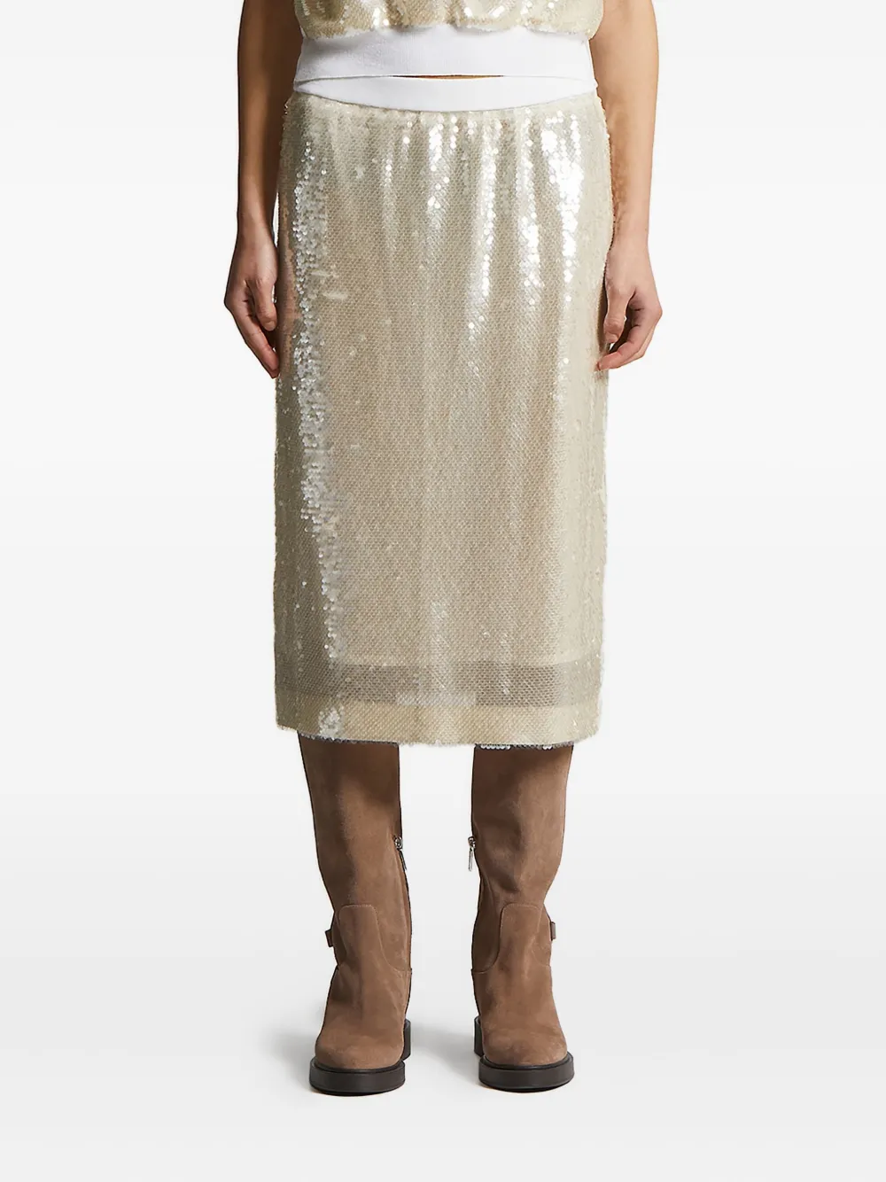 Peserico sequin-embellished skirt Beige