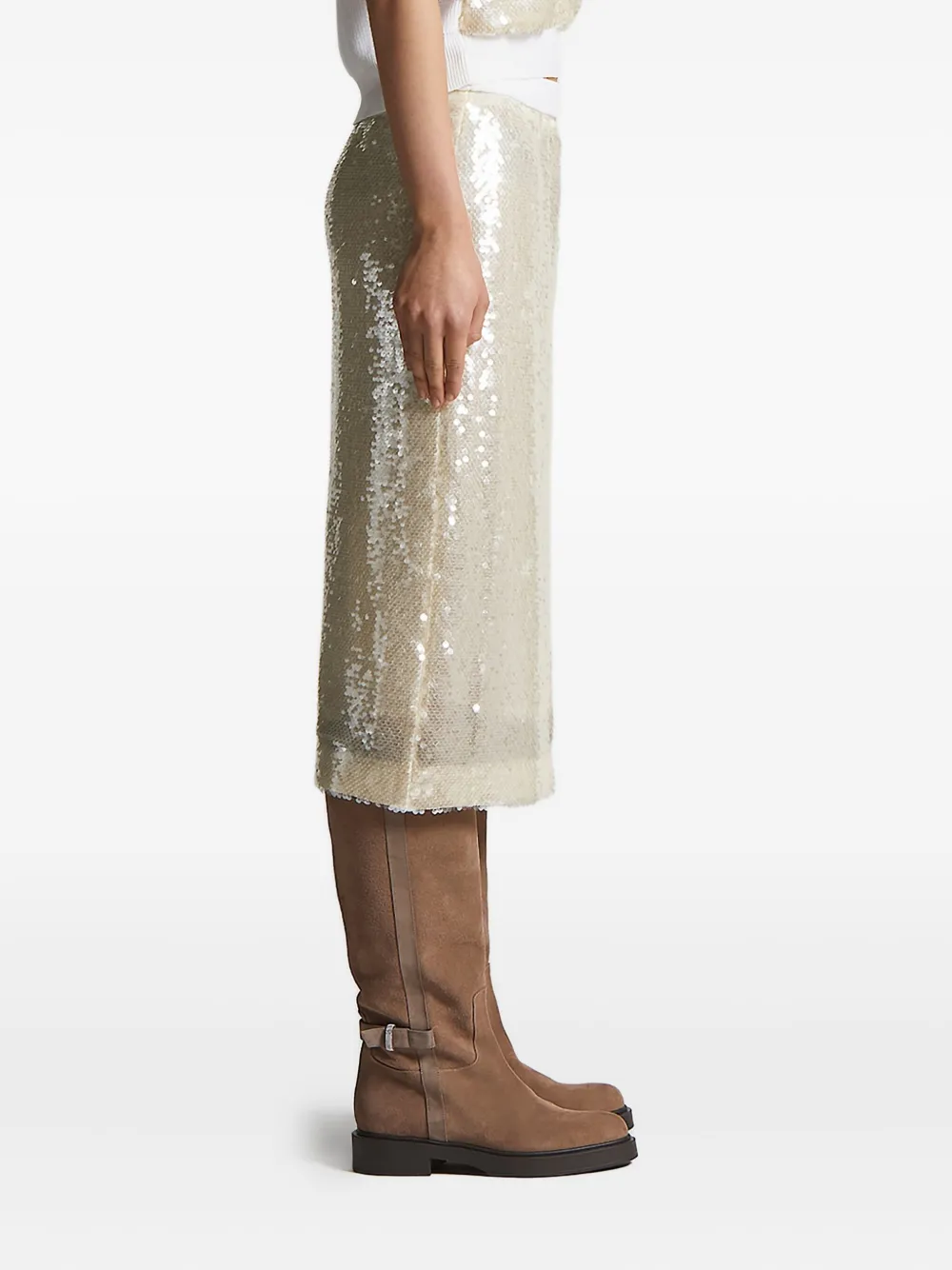 Peserico sequin-embellished skirt Beige