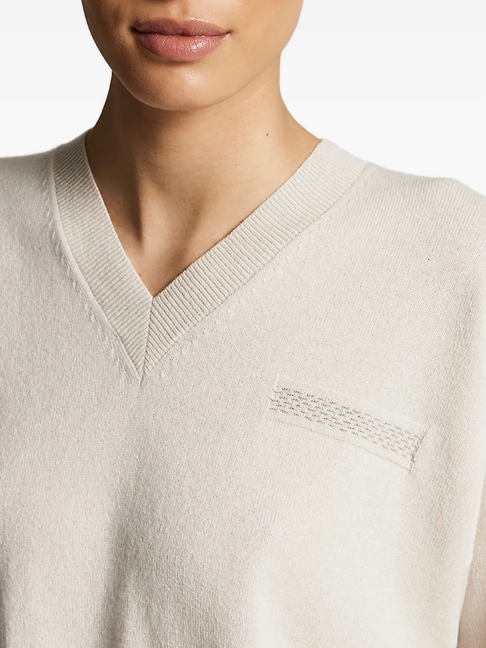 Peserico v-neck embellished sweater Beige