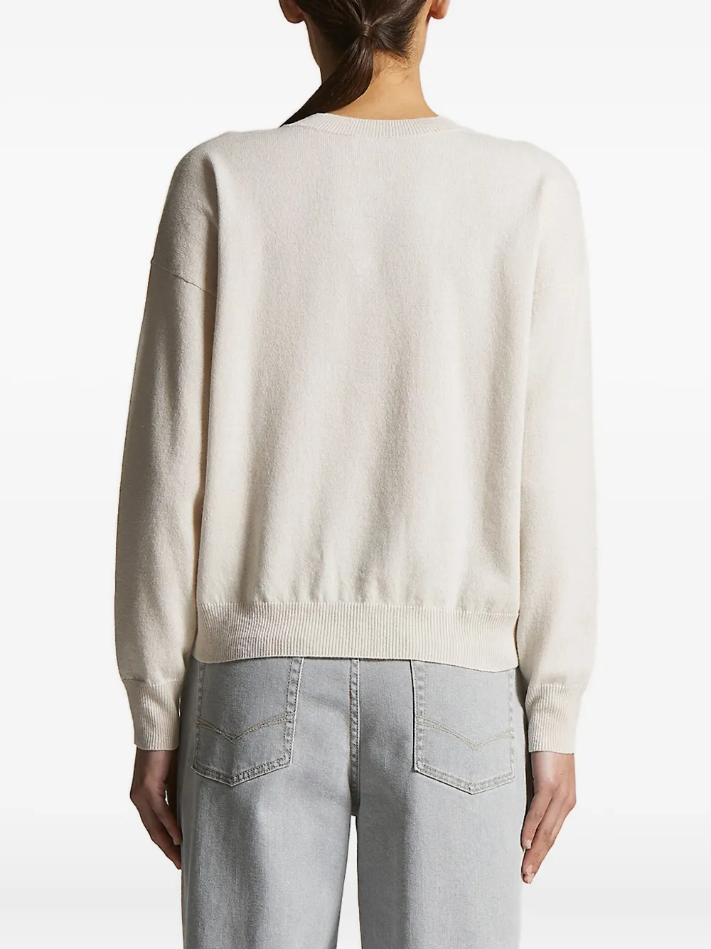 Peserico v-neck embellished sweater Beige