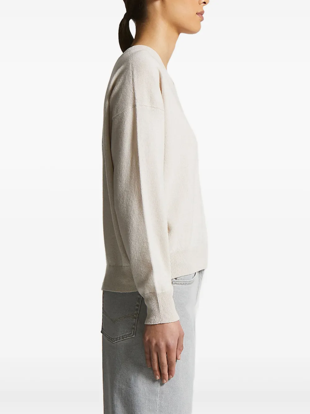 Peserico v-neck embellished sweater Beige