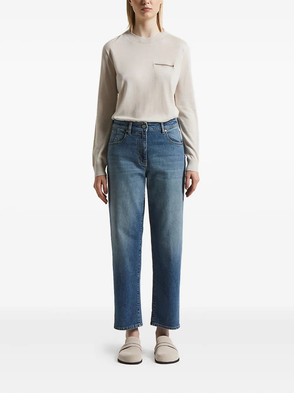 Peserico logo-patch five-pocket jeans - Blauw