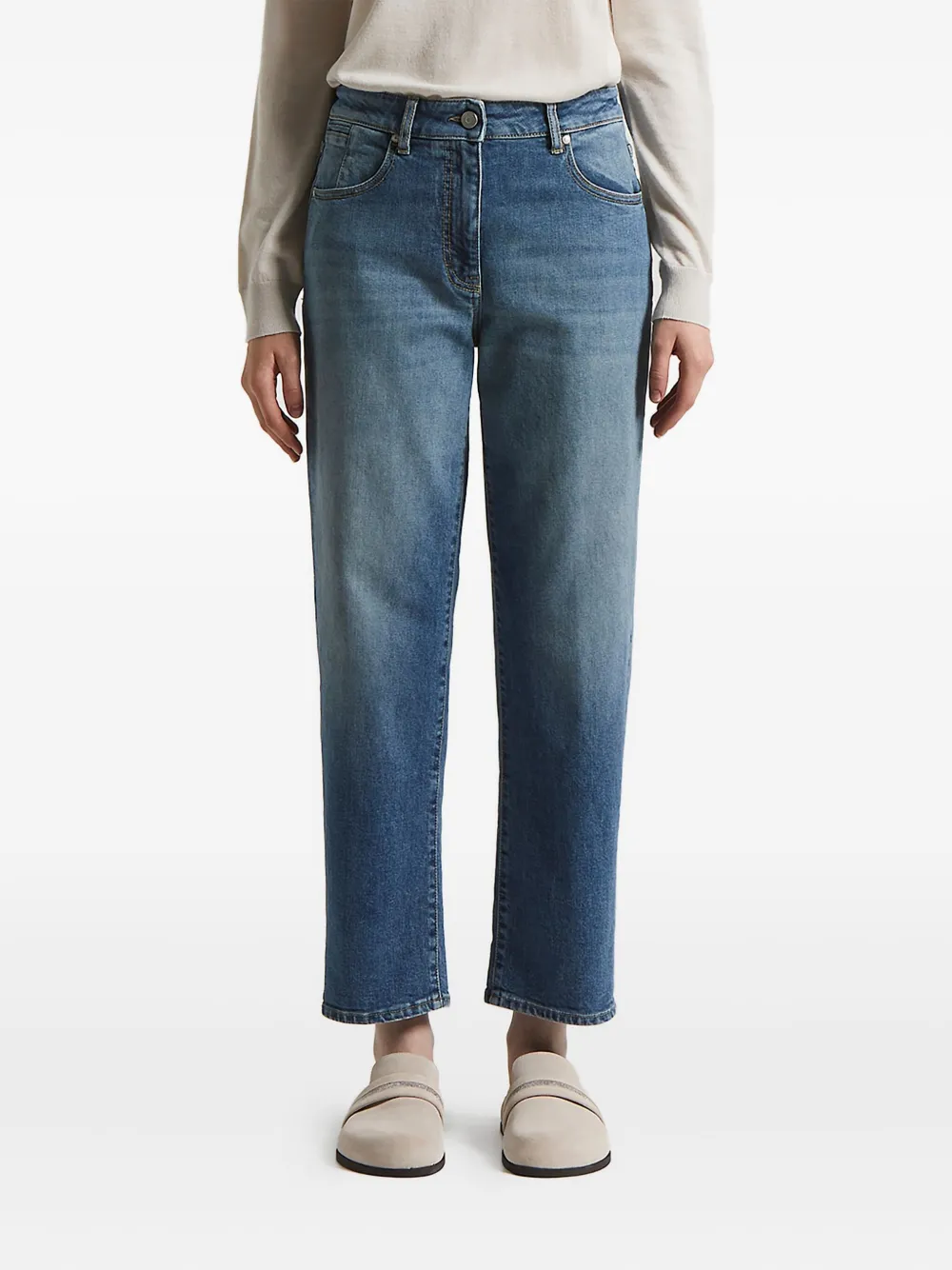 Peserico logo-patch five-pocket jeans Blauw