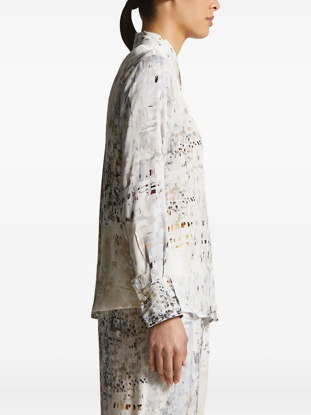 Peserico abstract-print shirt Beige