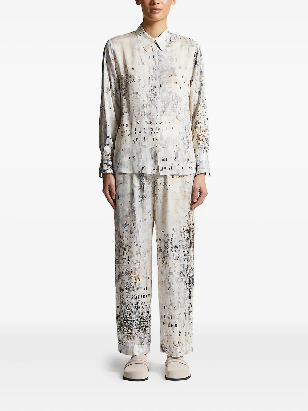 Peserico abstract-print shirt - Beige