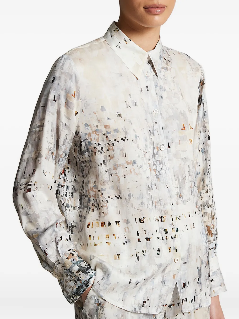 Peserico abstract-print shirt Beige