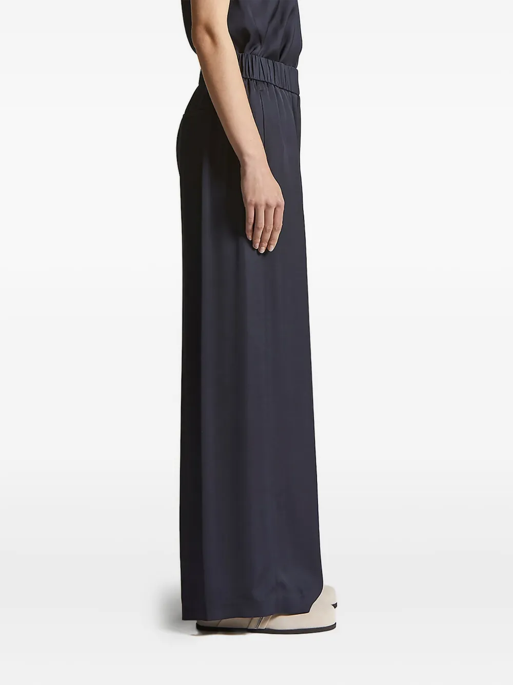 Peserico Elastic-waist Wide-leg Trousers In Blue