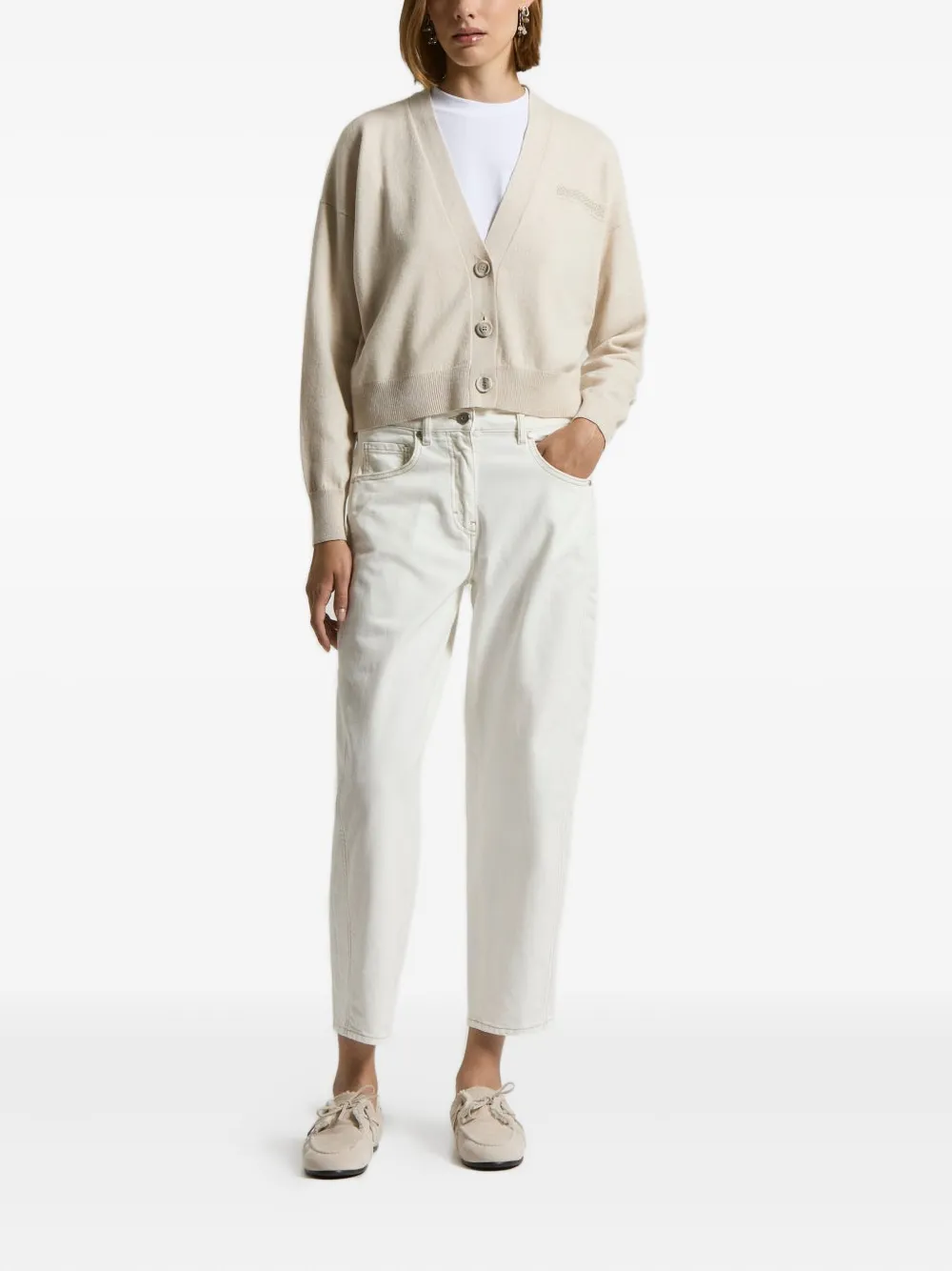 Peserico embroidered-detail button cardigan | Cardigans | Image 2