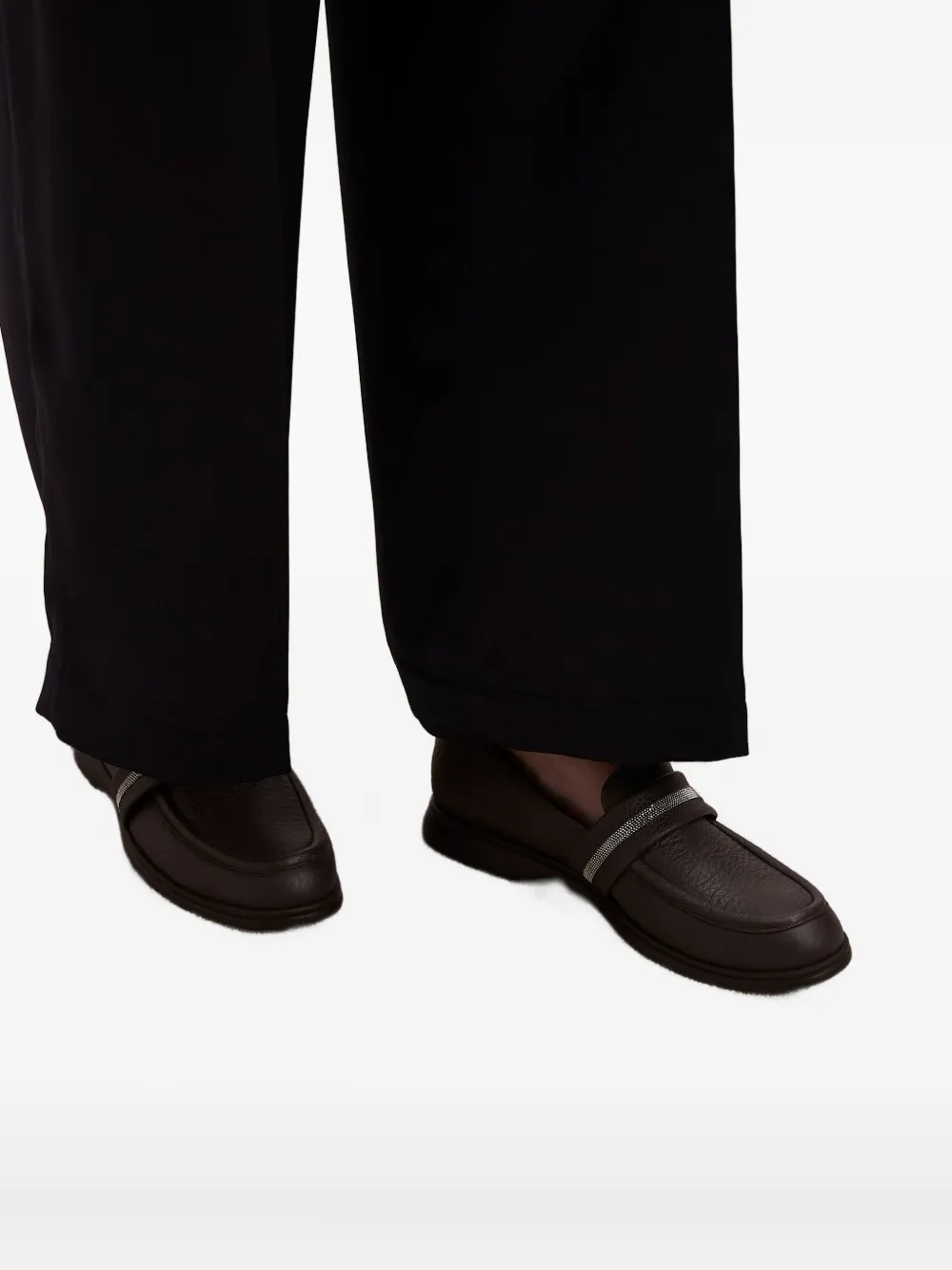 Peserico Punto Luce Leather Loafers In Brown