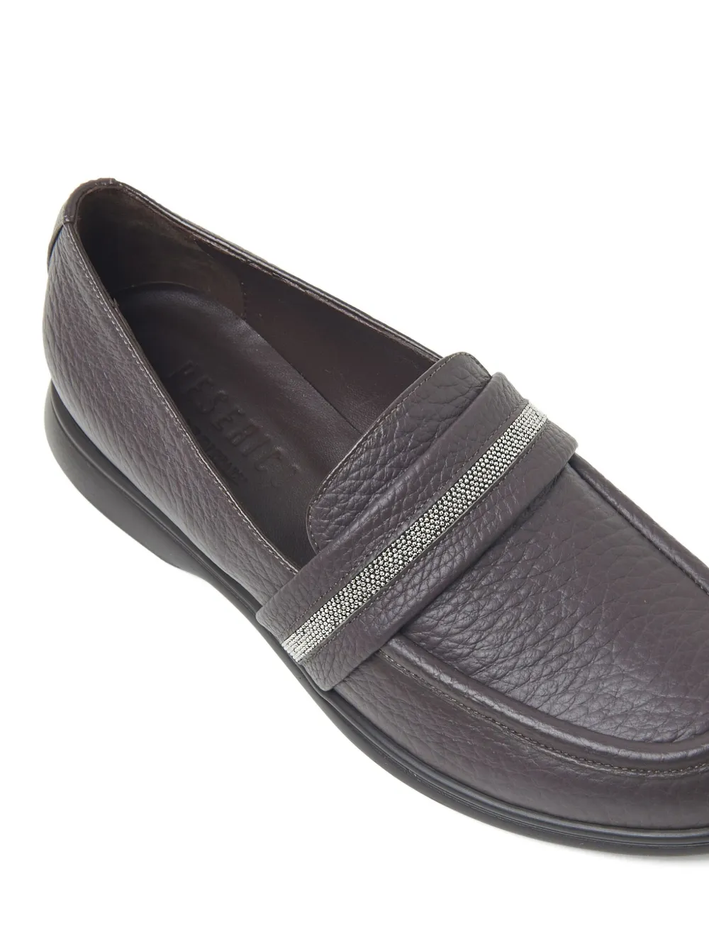 Peserico Punto Luce Leather Loafers In Brown