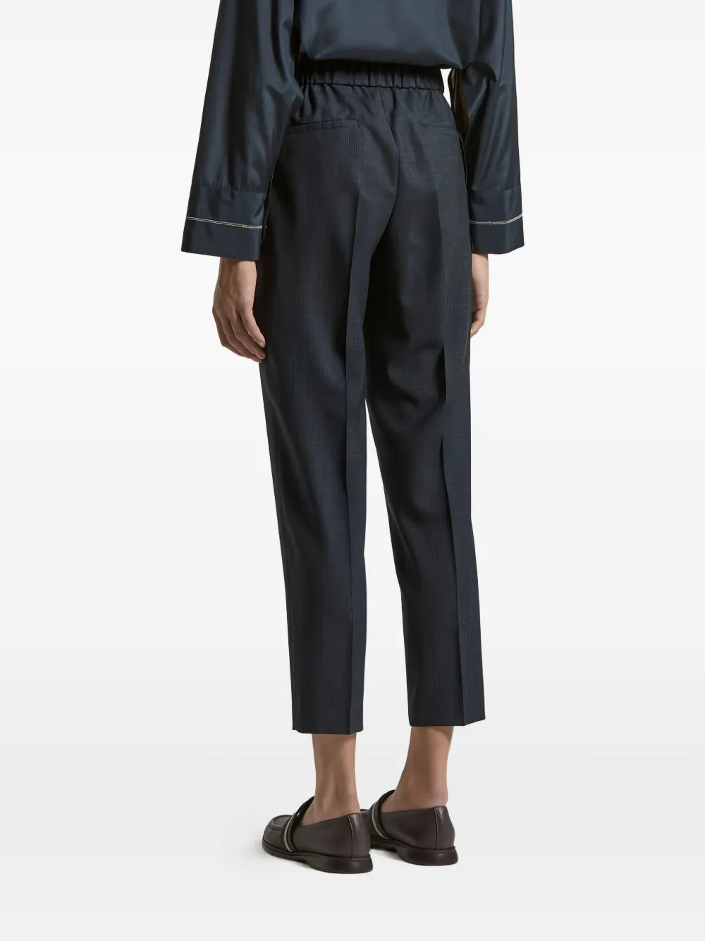 Peserico Elasticated-waist Checked Trousers In Blue