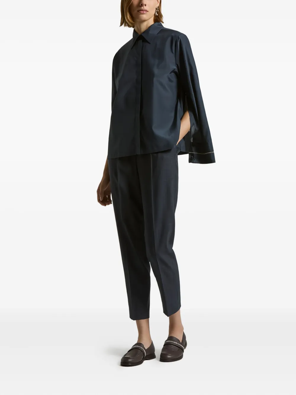 Peserico Geruite broek met elastische taille - Blauw