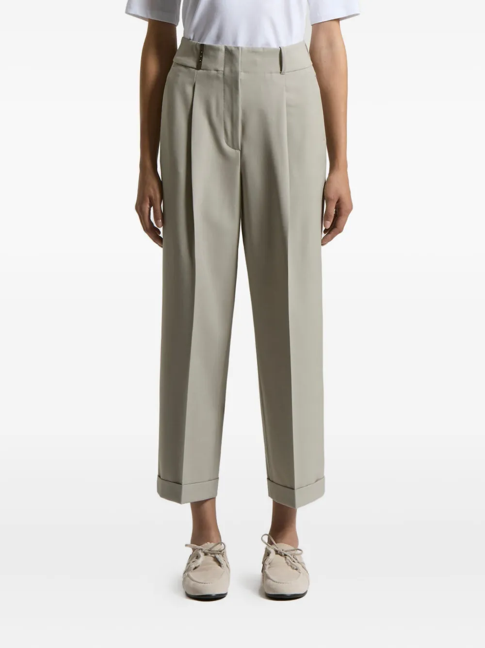 Peserico Cuffed Pants In Green