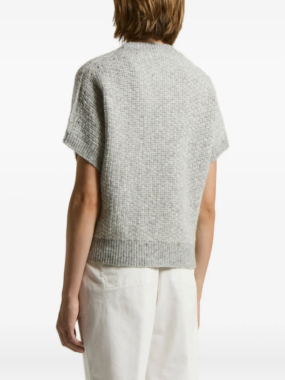 Peserico Trui met ronde hals en korte mouwen Grijs