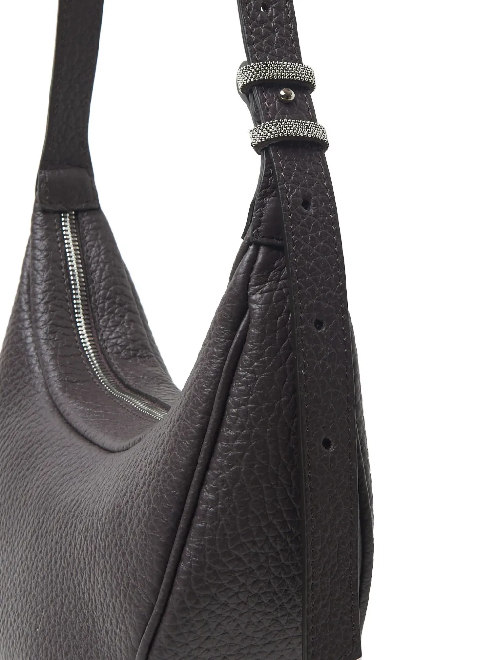 Peserico Schoudertas met rits en textuur Bruin