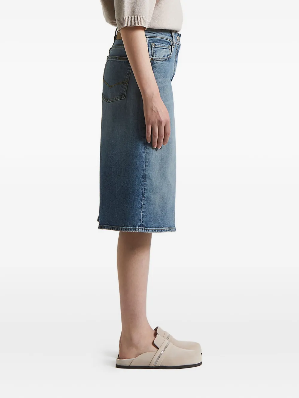 Peserico denim knee-length shorts Blauw