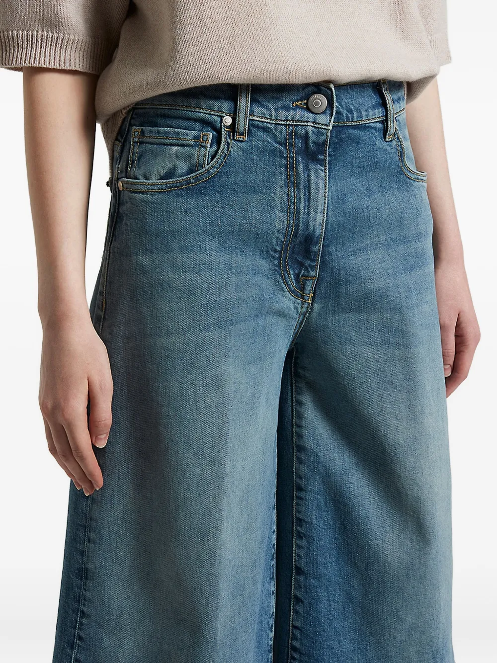 Peserico denim knee-length shorts Blauw