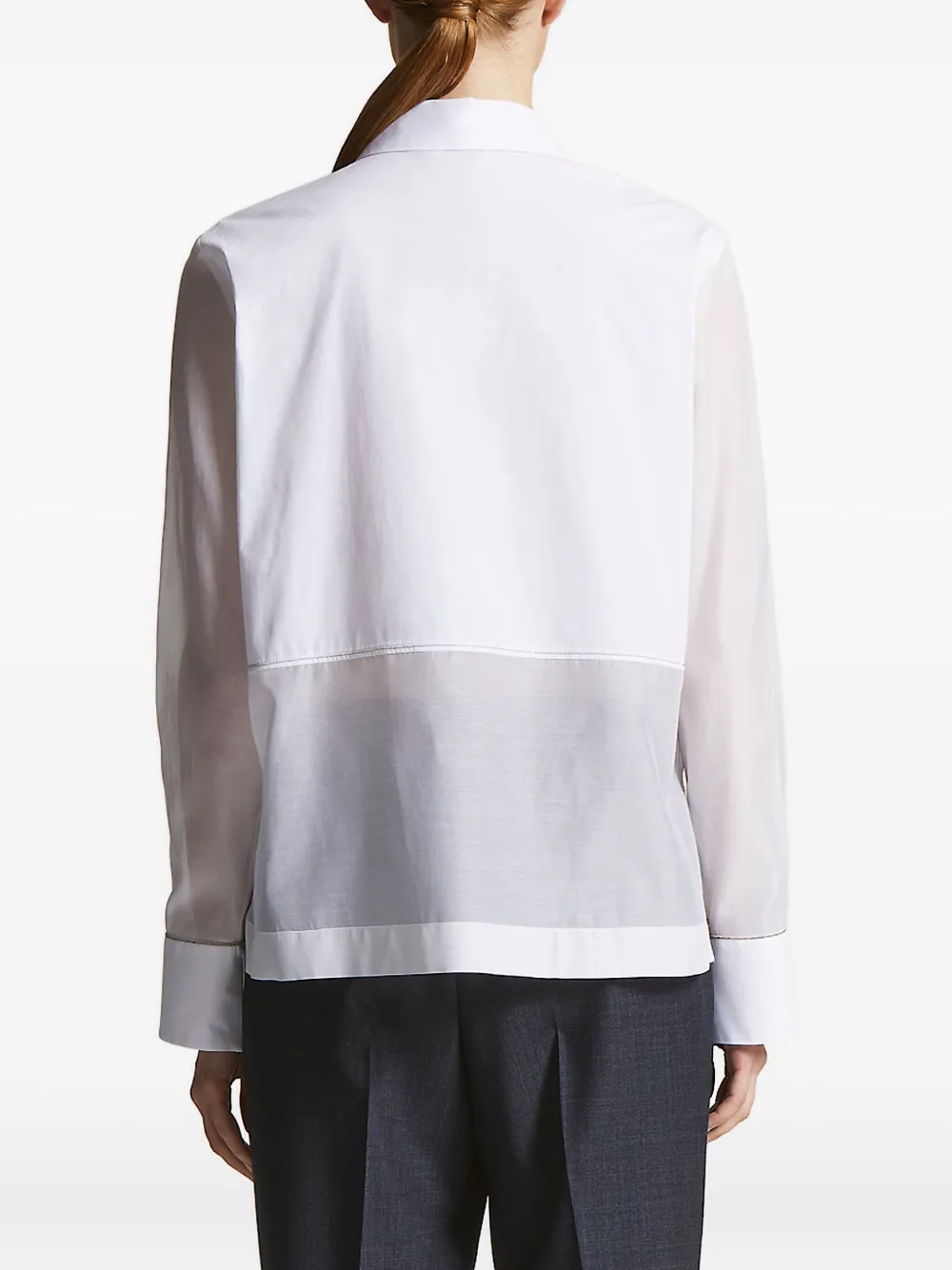 Peserico sheer-panel collared shirt Wit