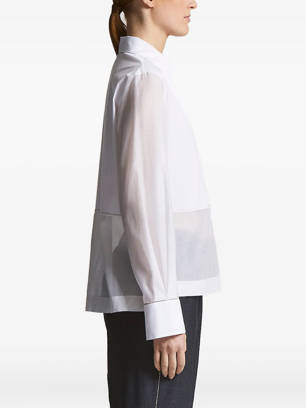 Peserico sheer-panel collared shirt Wit