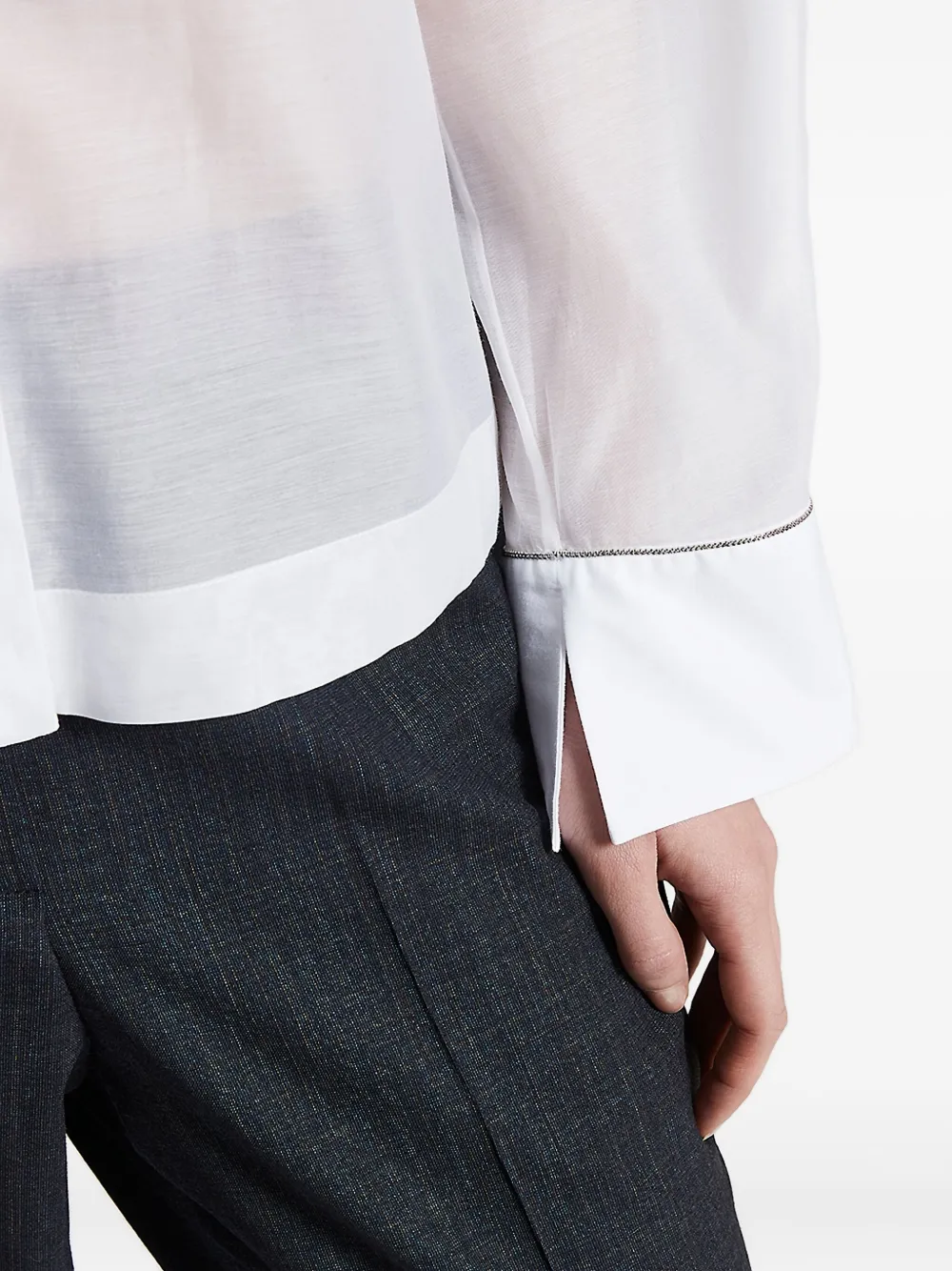 Peserico sheer-panel collared shirt Wit