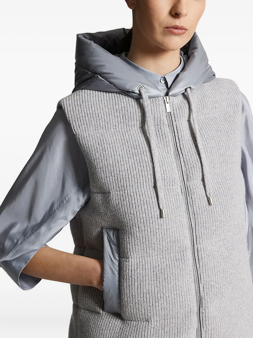 Peserico hooded quilted padded jacket Grijs