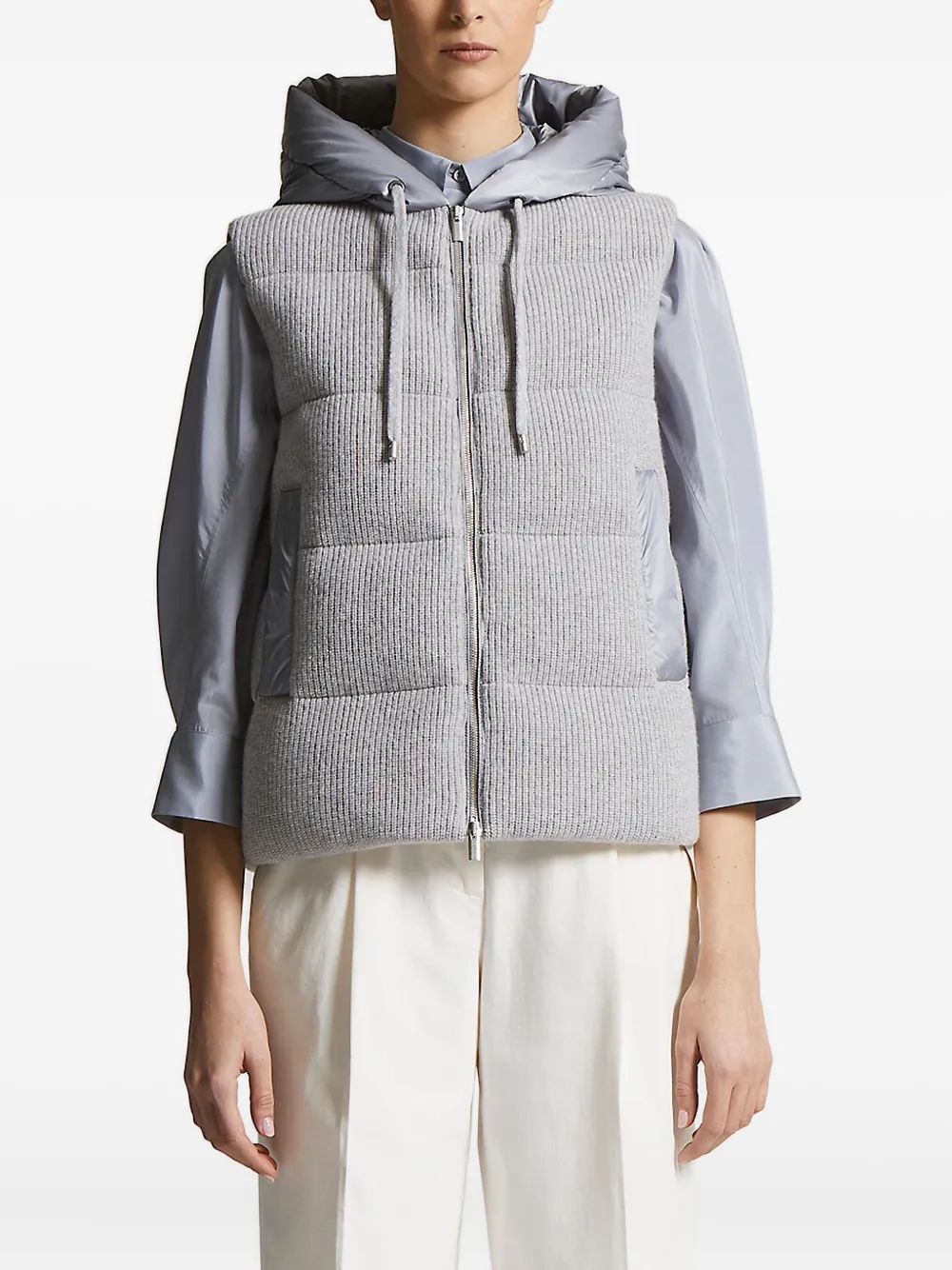 Peserico hooded quilted padded jacket Grijs