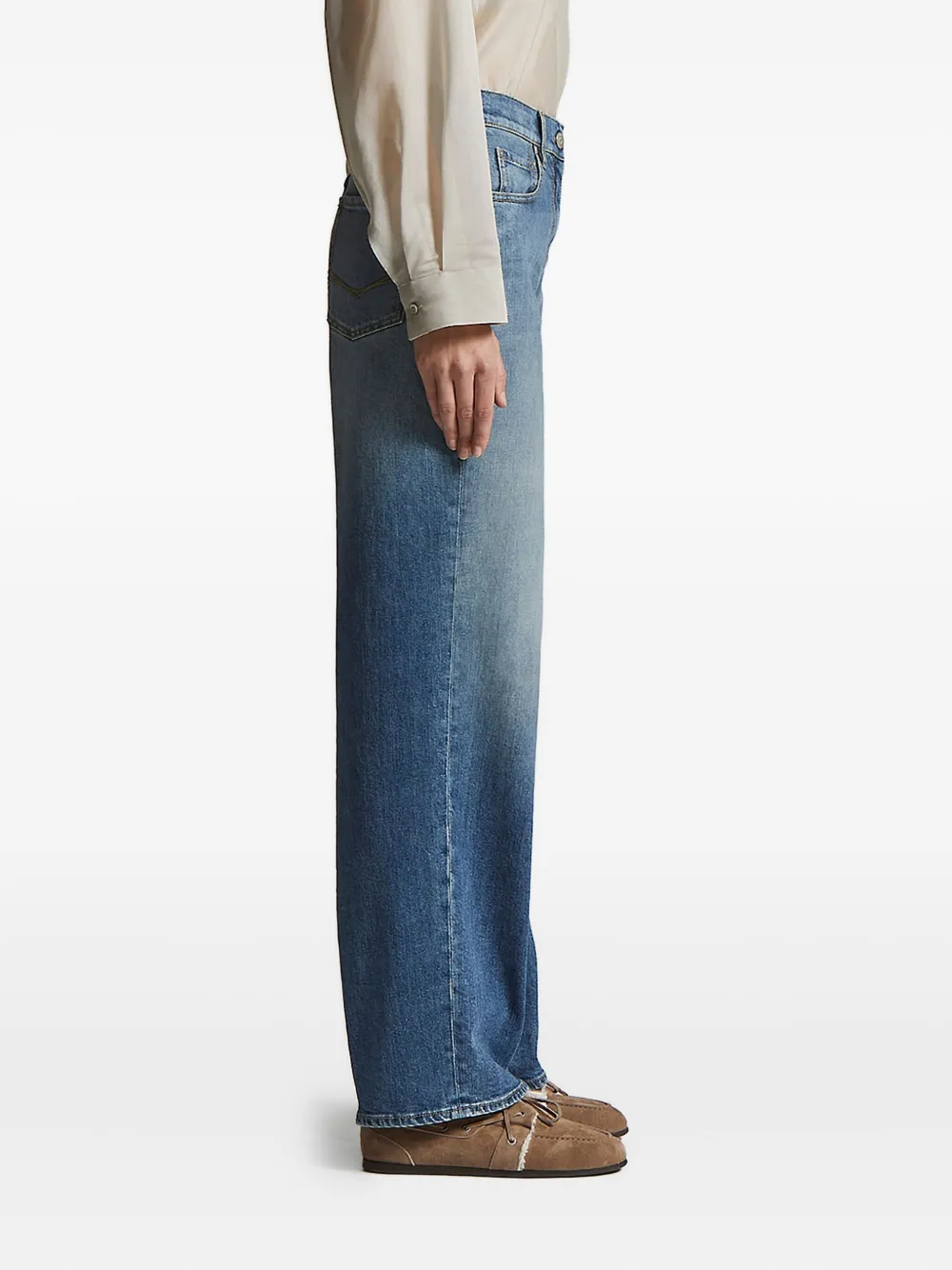 Peserico logo-patch five-pocket denim jeans - Blauw