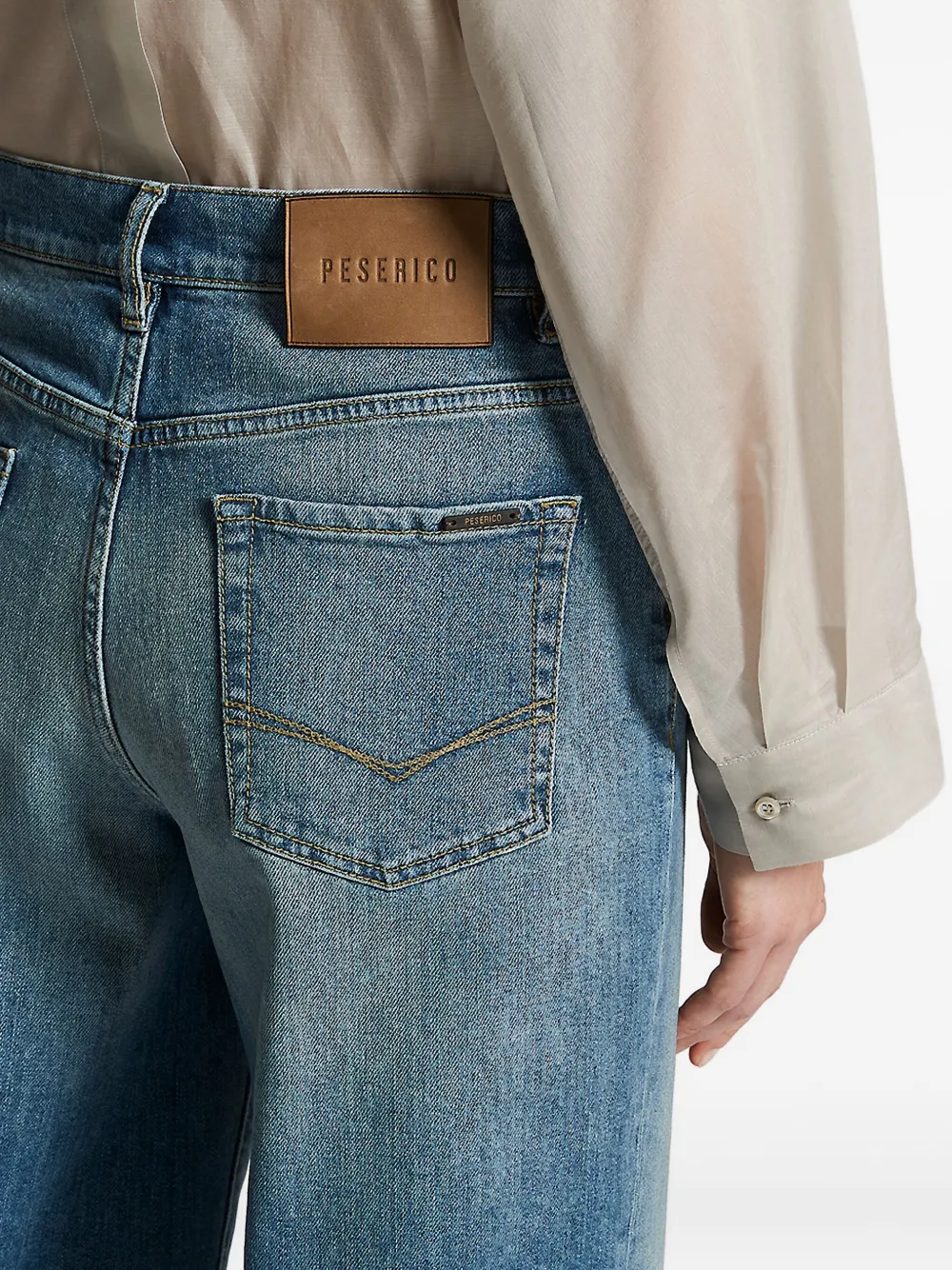 Peserico logo-patch five-pocket denim jeans Blauw