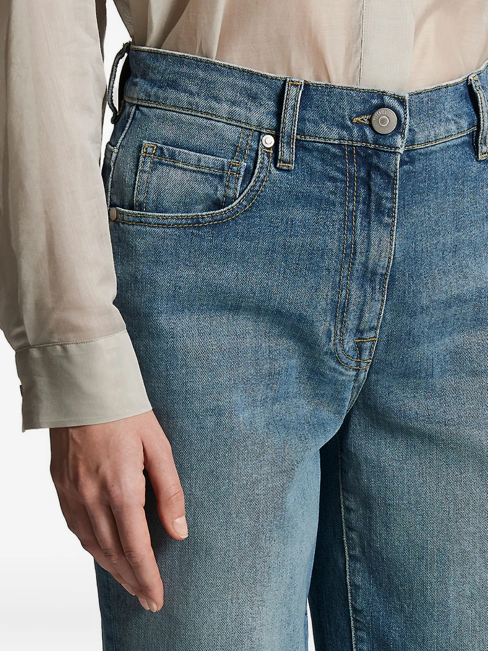 Peserico logo-patch five-pocket denim jeans Blauw