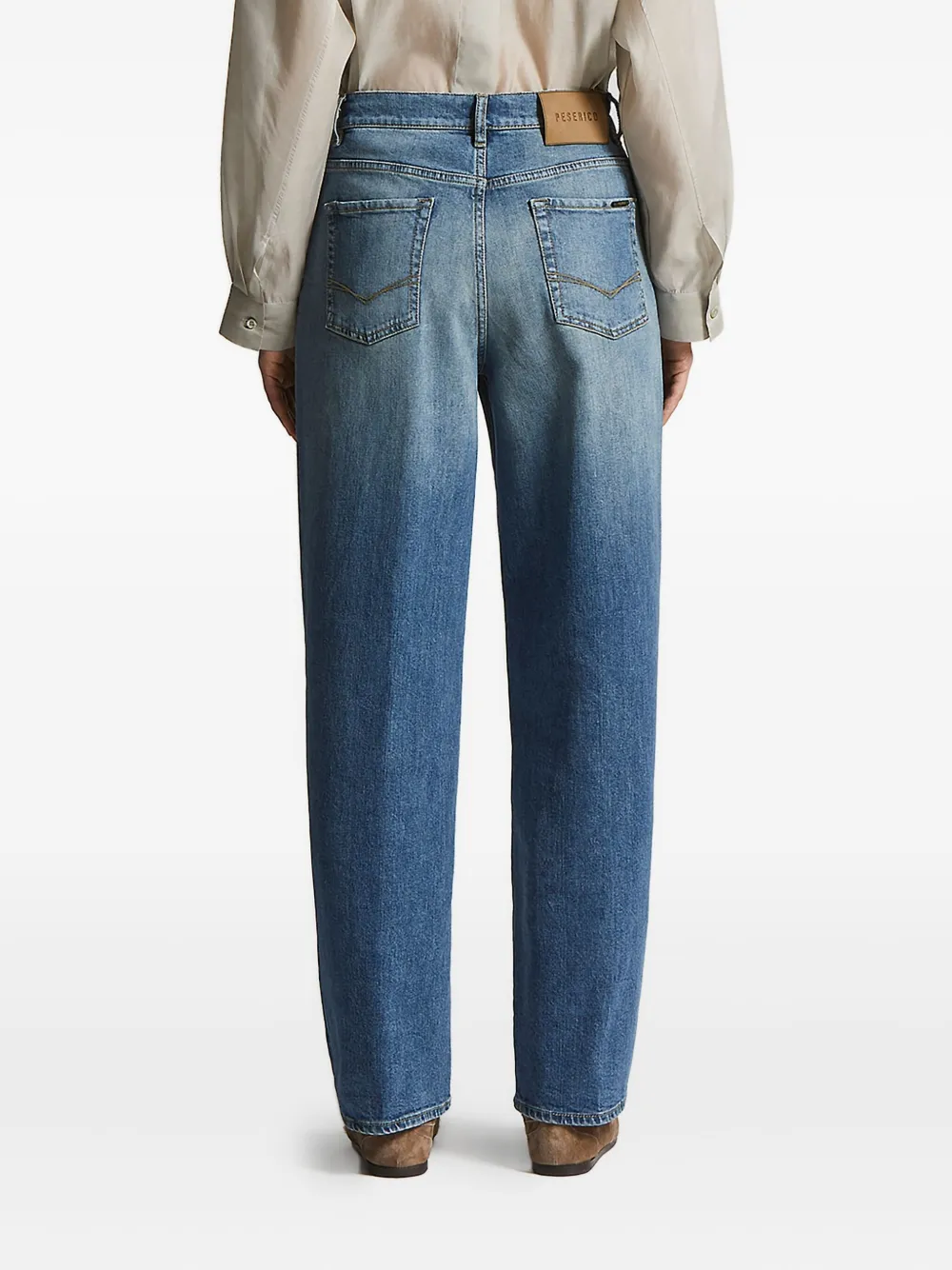 Peserico logo-patch five-pocket denim jeans Blauw