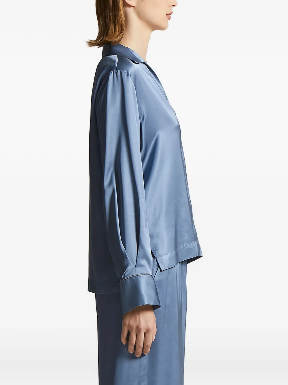 Peserico satin-panelled shirt Blauw