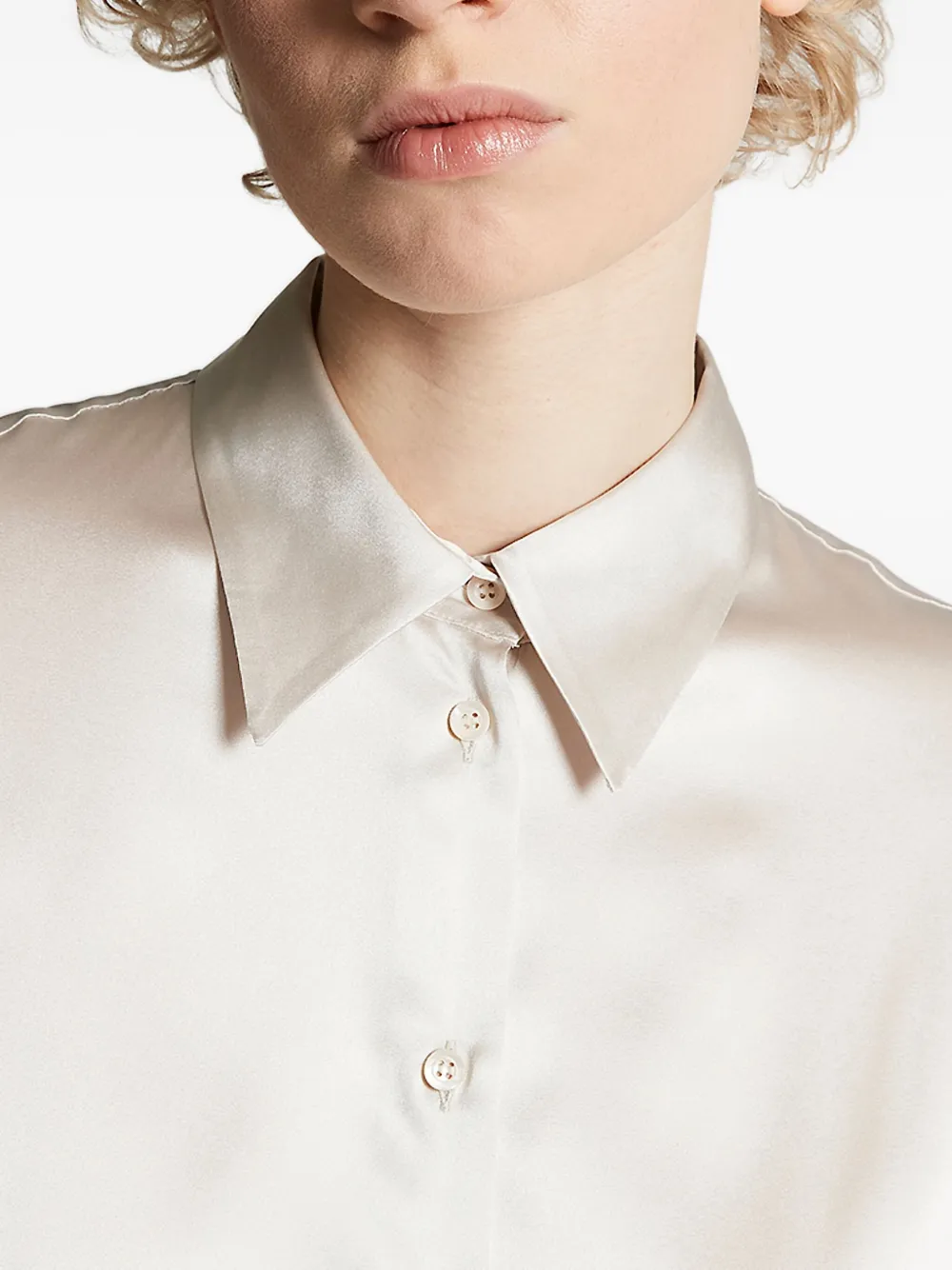 Peserico satin wide-cuff shirt Beige