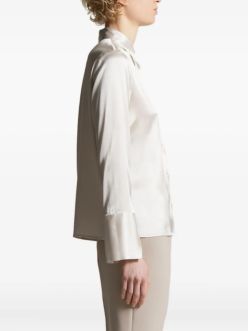 Peserico satin wide-cuff shirt - Beige