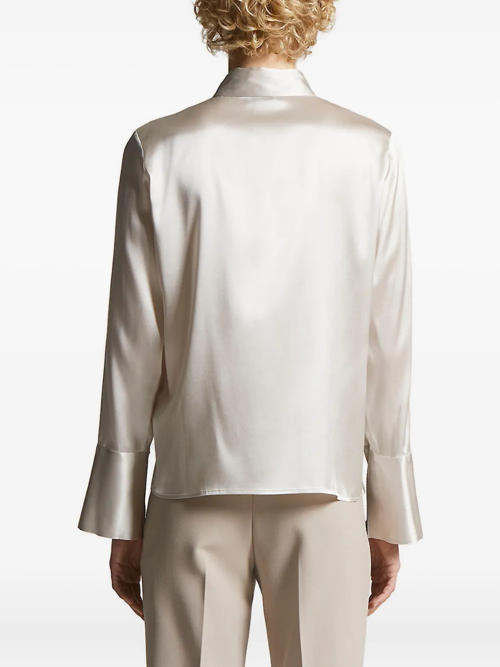 Peserico satin wide-cuff shirt Beige