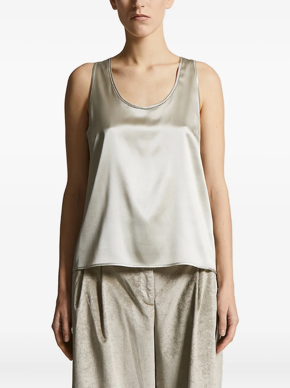 Peserico embellished satin tank top Groen