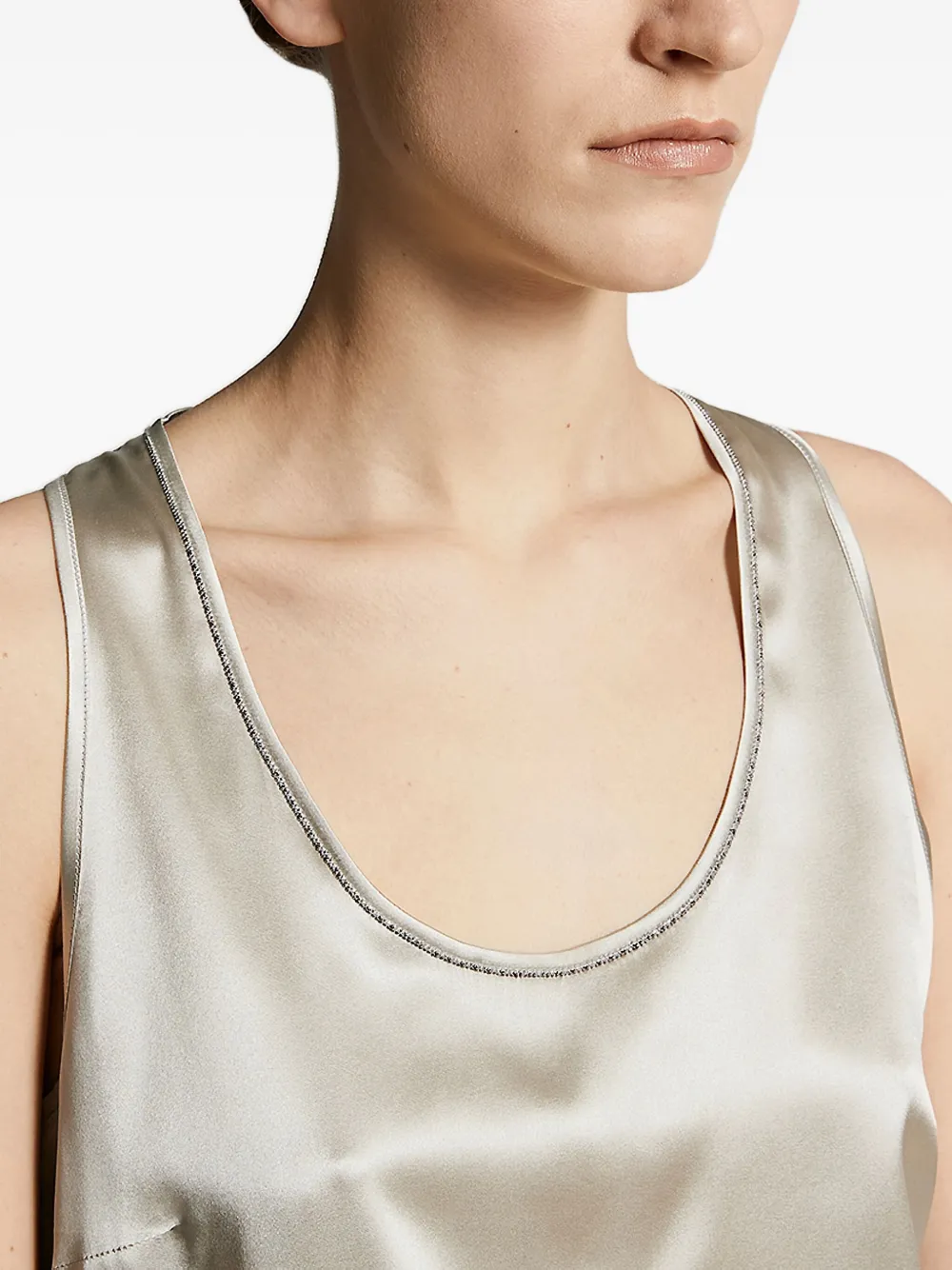 Peserico embellished satin tank top Groen