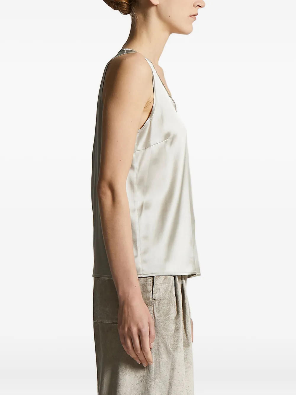 Peserico embellished satin tank top Groen