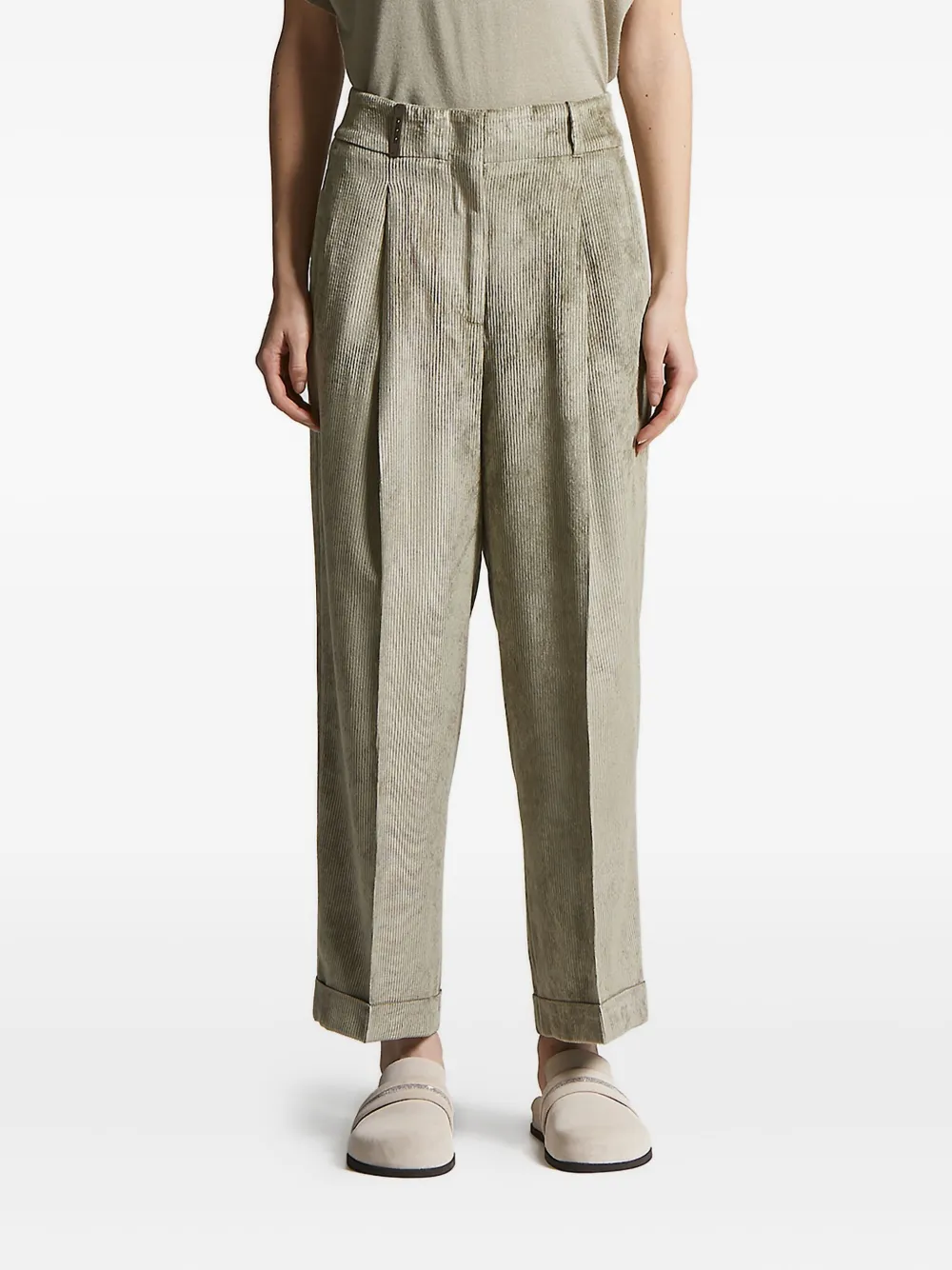Peserico pleated corduroy trousers Groen